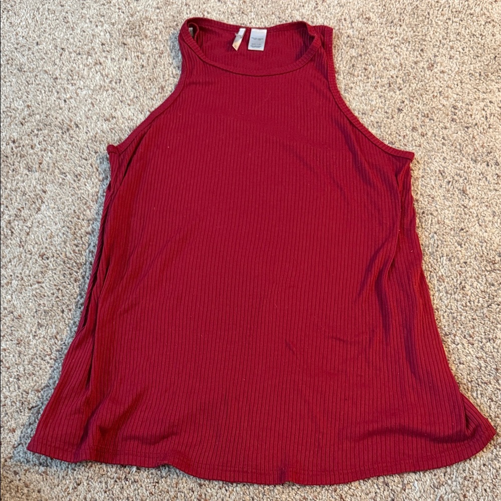 BKE Women's Ribbed Tank Top - Deep Red